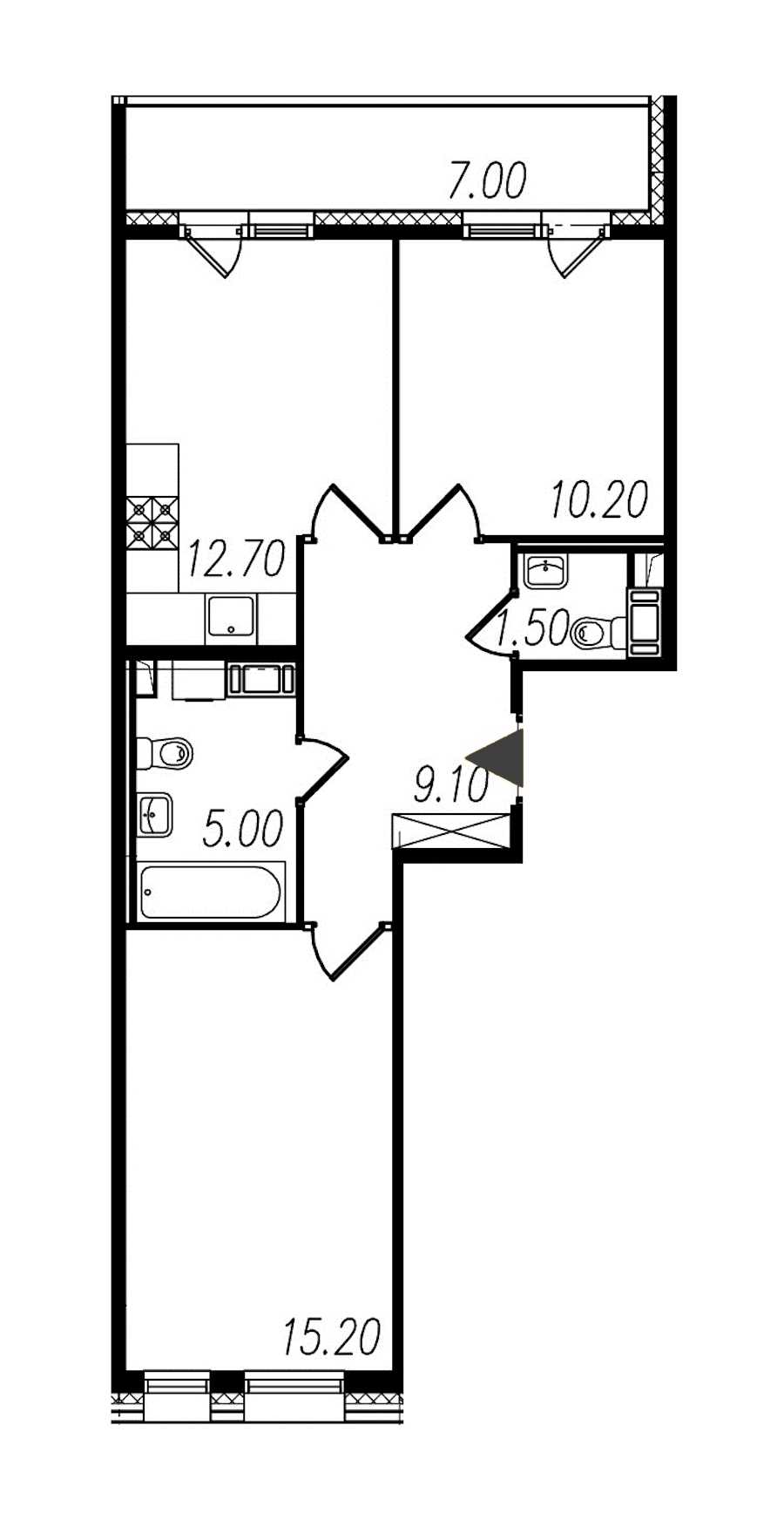 Двухкомнатная квартира в : площадь 53.7 м2 , этаж: 10 – купить в Санкт-Петербурге